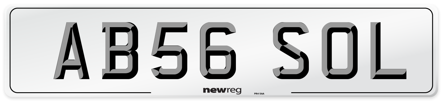 AB56 SOL Number Plate from New Reg